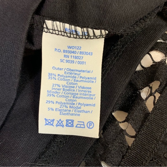 Boden Lace Overlay Black Top Size 4 - Picture 6 of 8